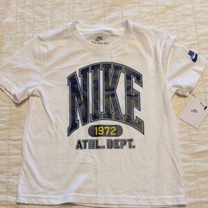 Nike Kids White and Blue Graphic Tee